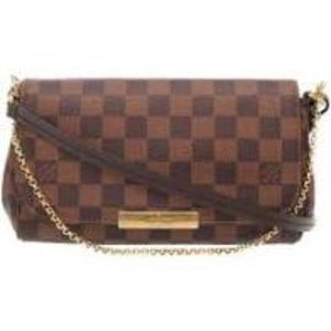 Louis Vuitton Damier Ebene Clutch with Gold Chain